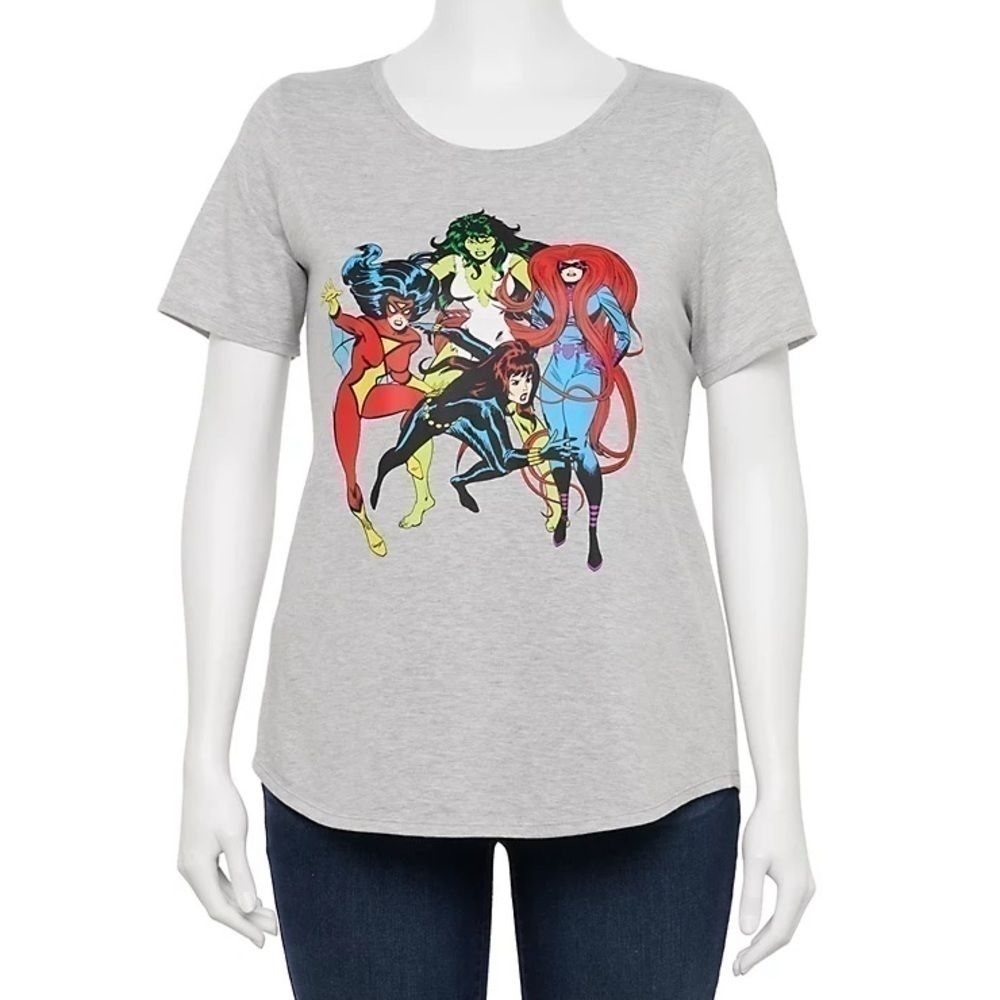 Marvel Superhero T-shirt NWT 2X Women’s Short Sleeve Top Gray